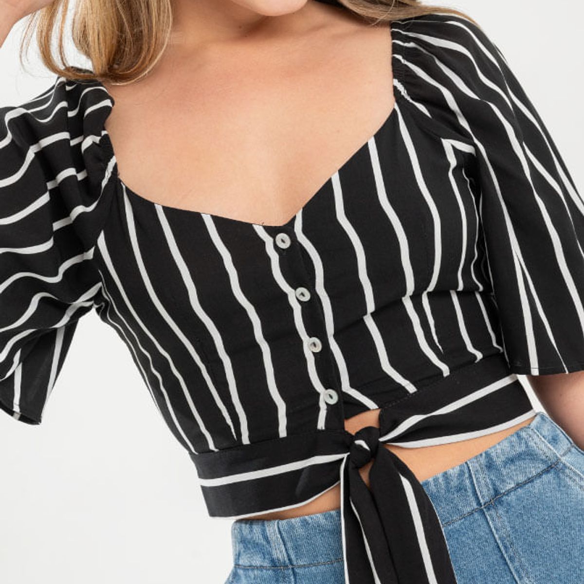 RAGGED - Blusa rayas ilysha Negro Ragged