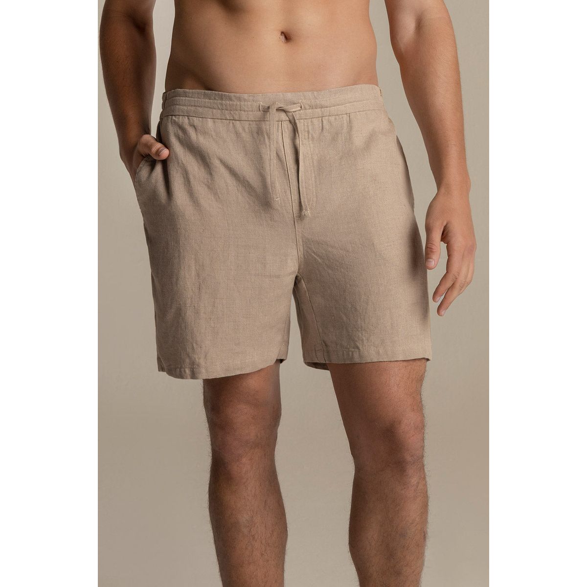 ILOT - Short en lino khaki Relaxed fit bolsillos laterales BH66K61