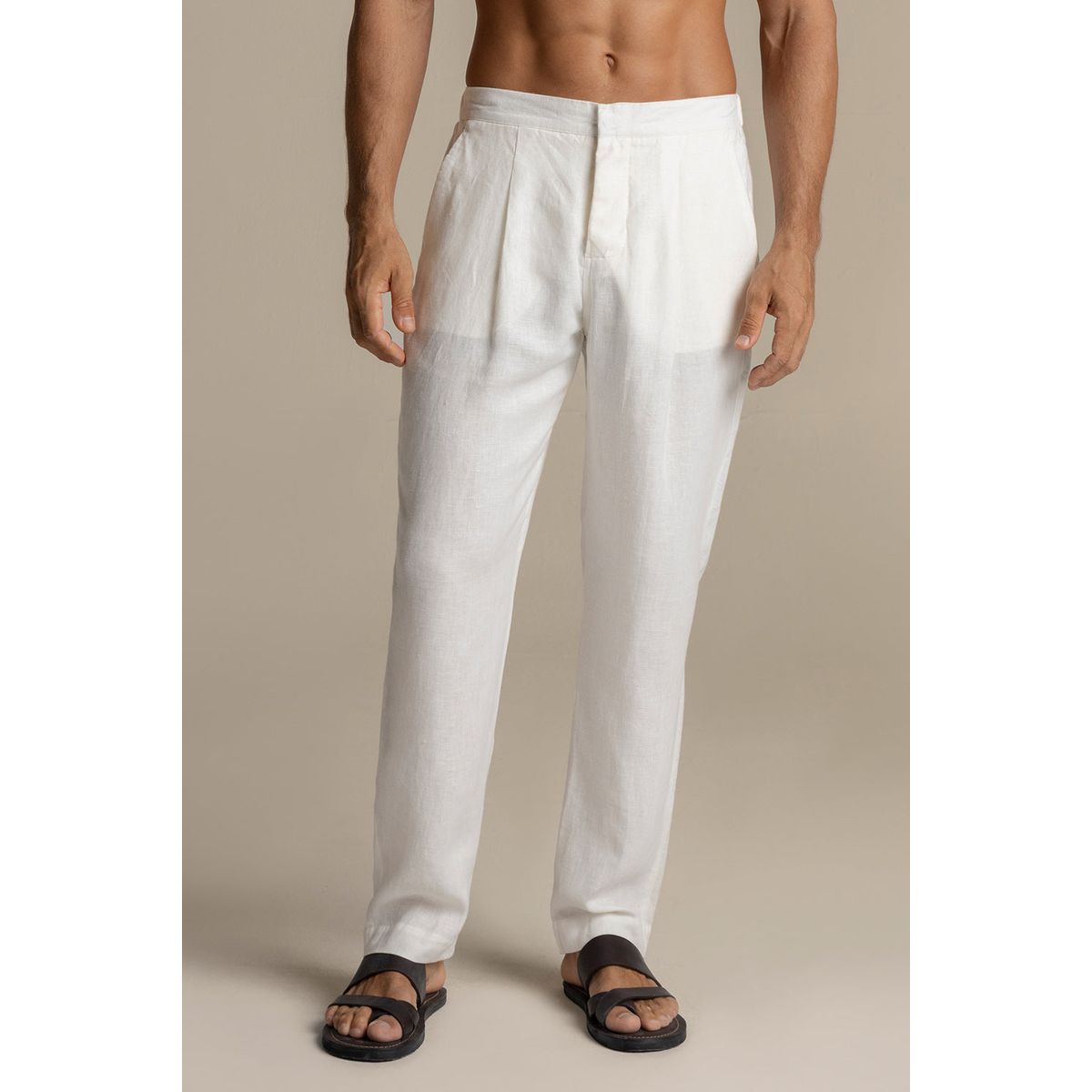 ILOT - Pantalón Privé en lino blanco PH60B61