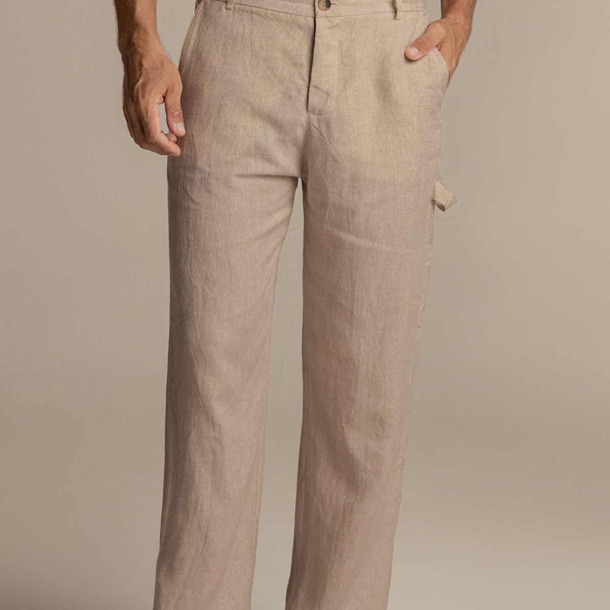 ILOT - Pantalón en lino khaki estilo carpintero PH66K61