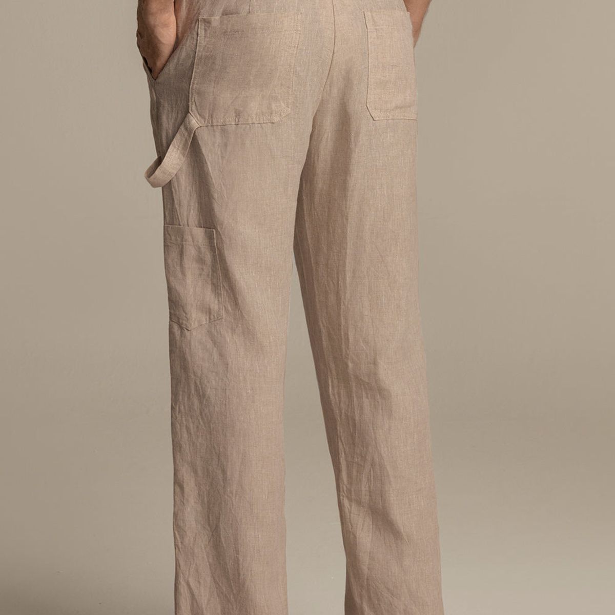 ILOT - Pantalón en lino khaki estilo carpintero PH66K61