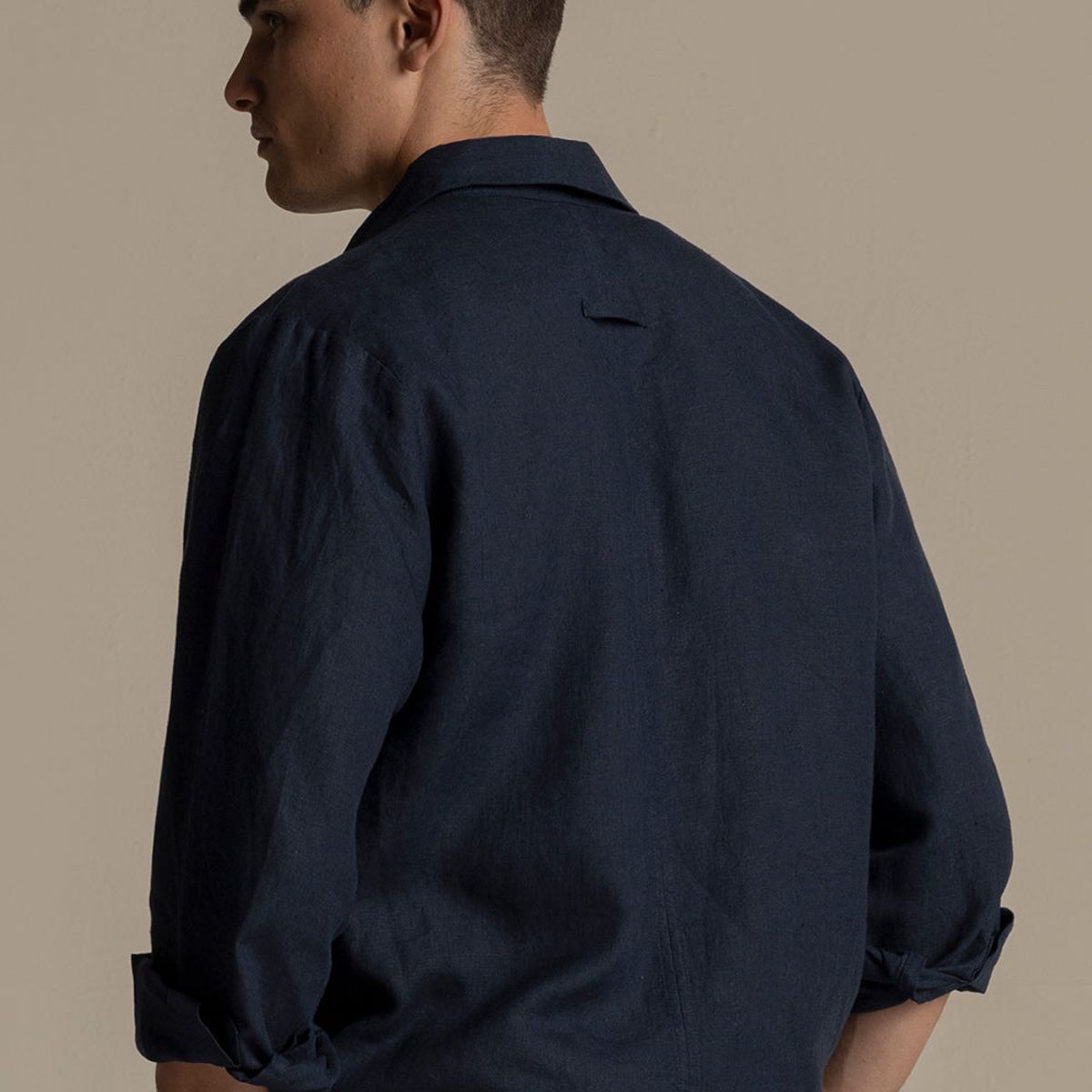 ILOT - Sobrecamisa en lino azul Manga larga SH51A61