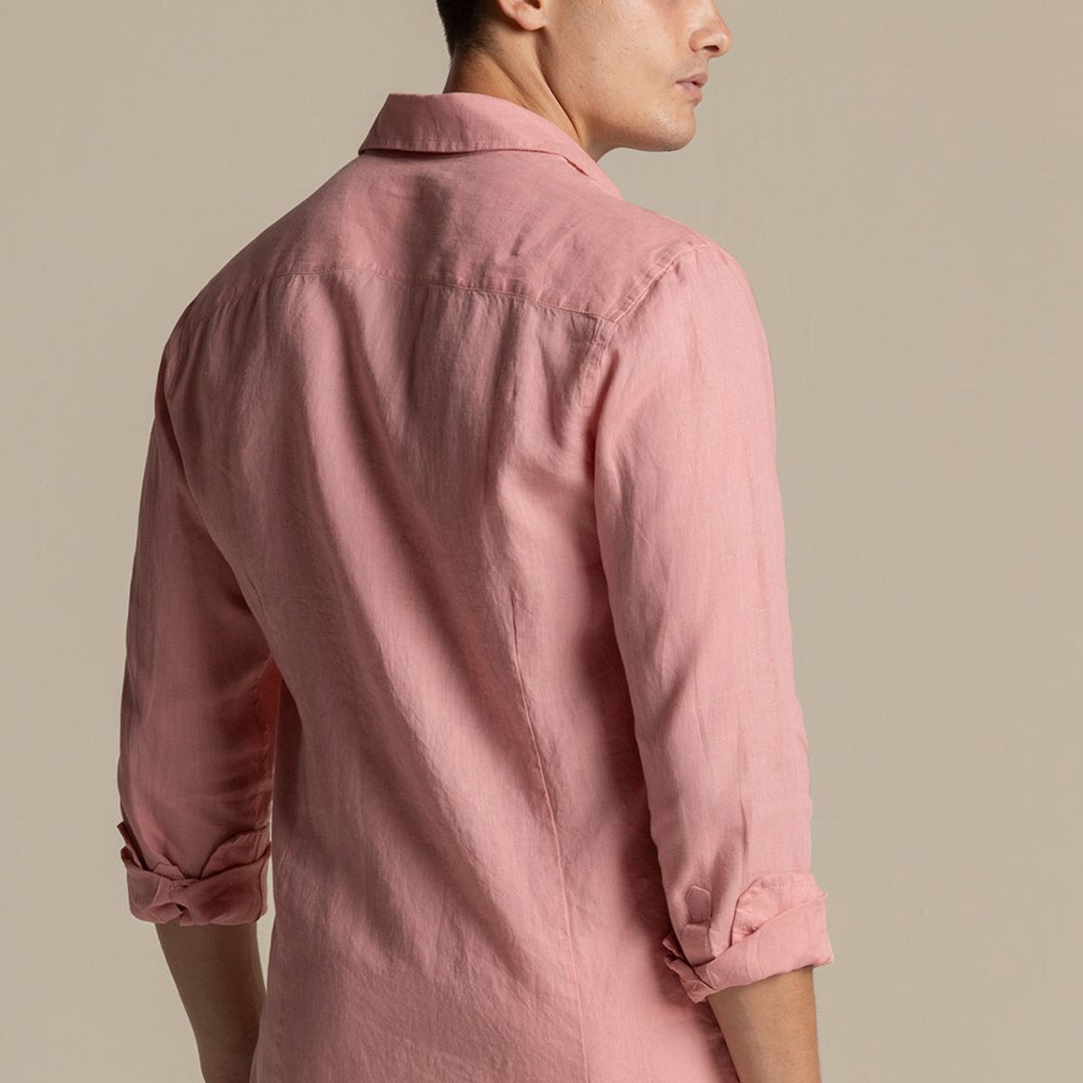 ILOT - Camisa Canaria en lino rosado Manga larga SH58R61