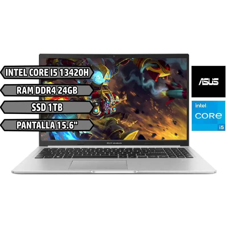 ASUS - Portátil ASUS X15 Intel Core i5-13420H 24GB RAM 1TB SSD 156″ FHD