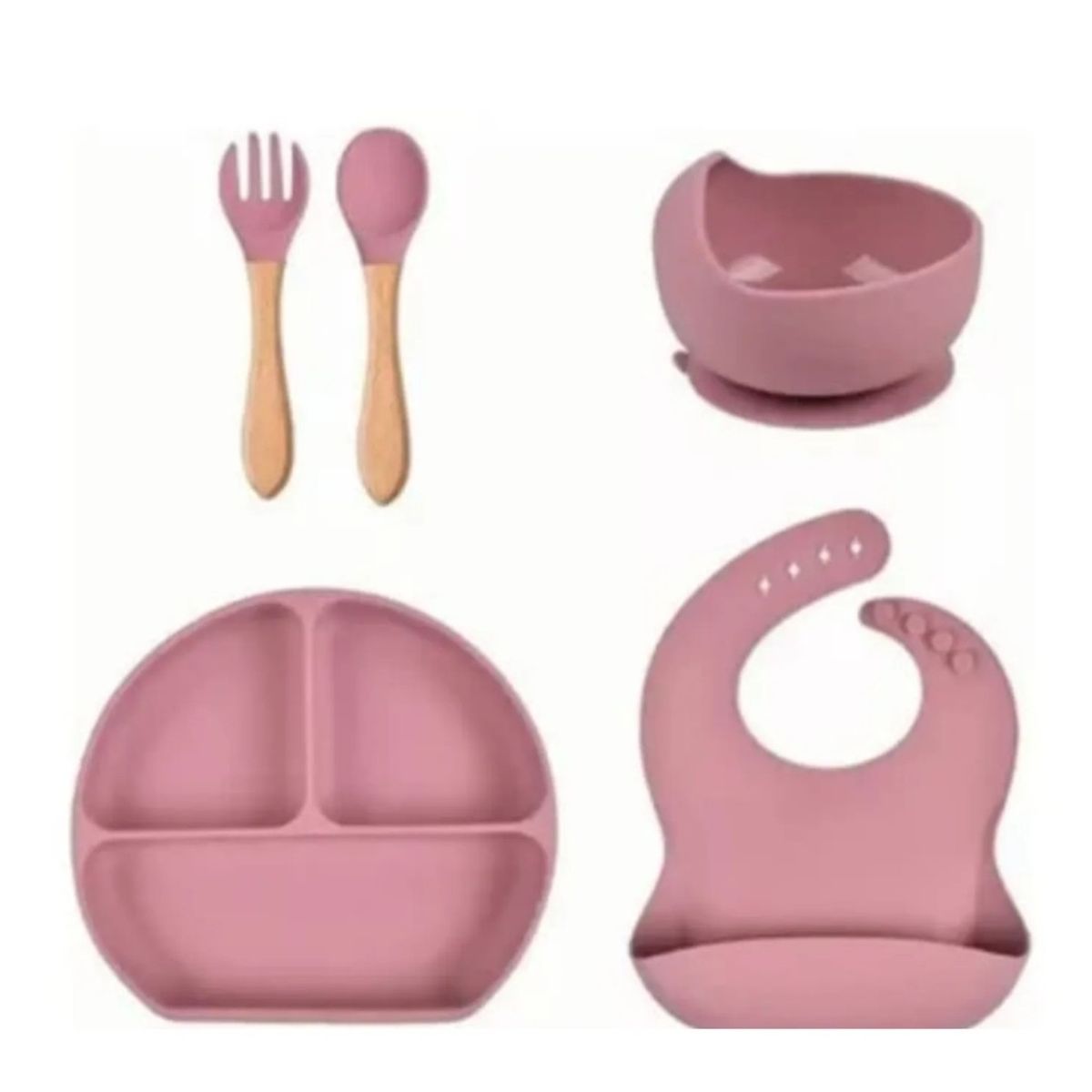 GENERICO - Vajillas para Bebé BPA FREE Silicona Rosada