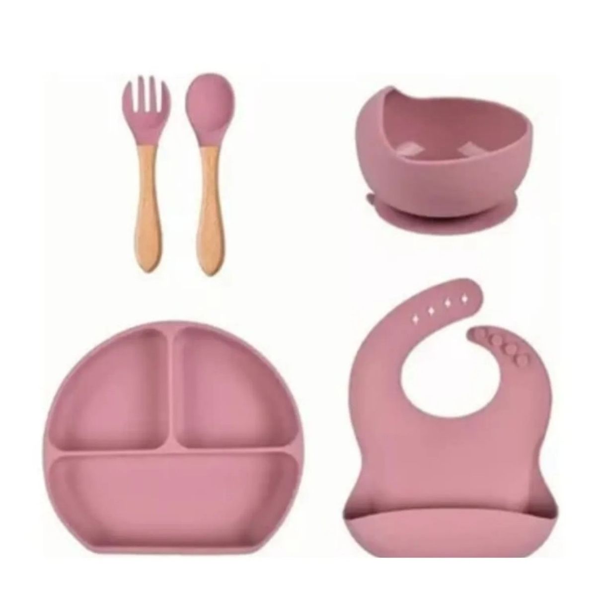 GENERICO - Vajillas para Bebé BPA FREE Silicona Rosada