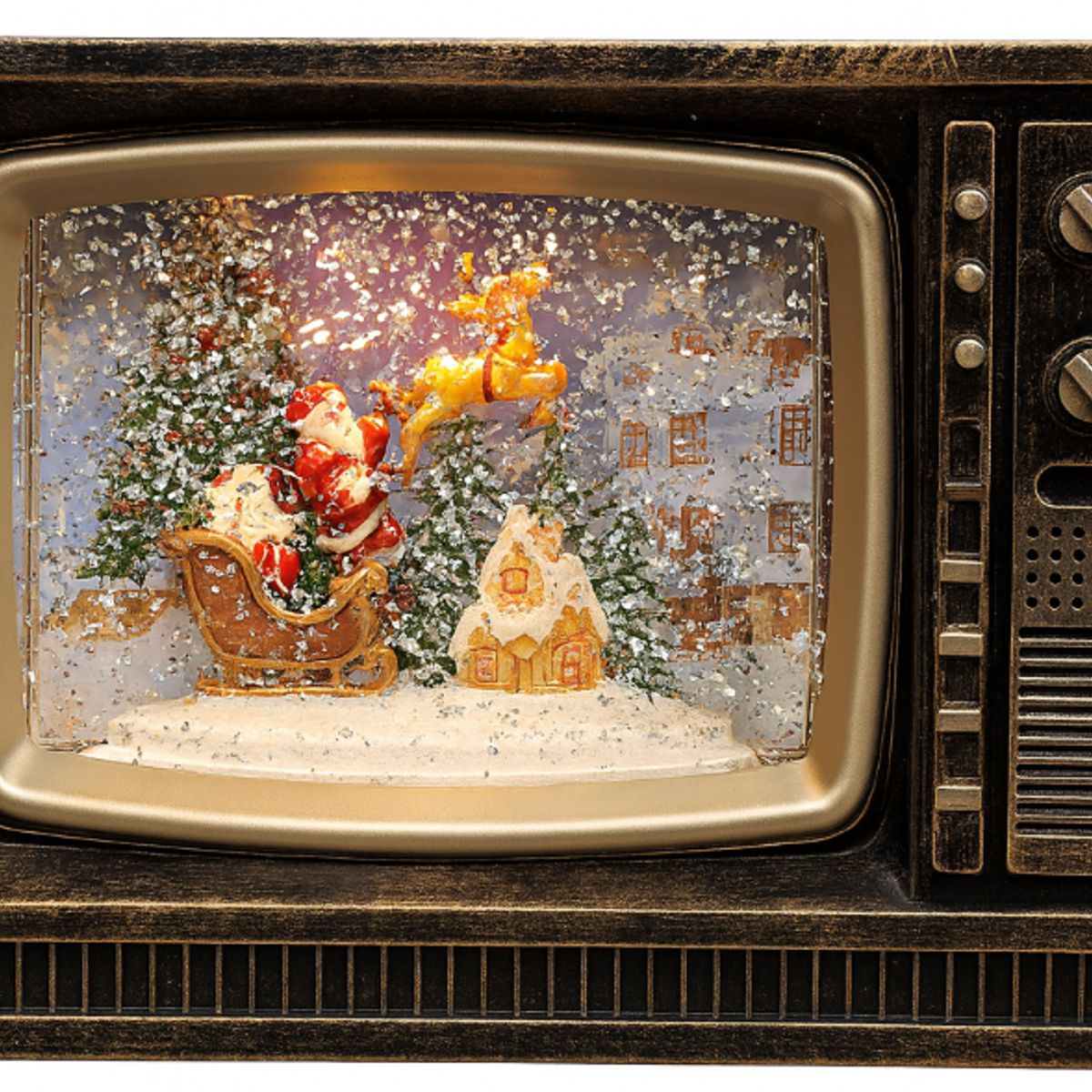 GENERICO - Televisor Navideño Decorativo con Papa Noel y Luz Con Efecto Nieve, Adorno Navideño Elegante 42