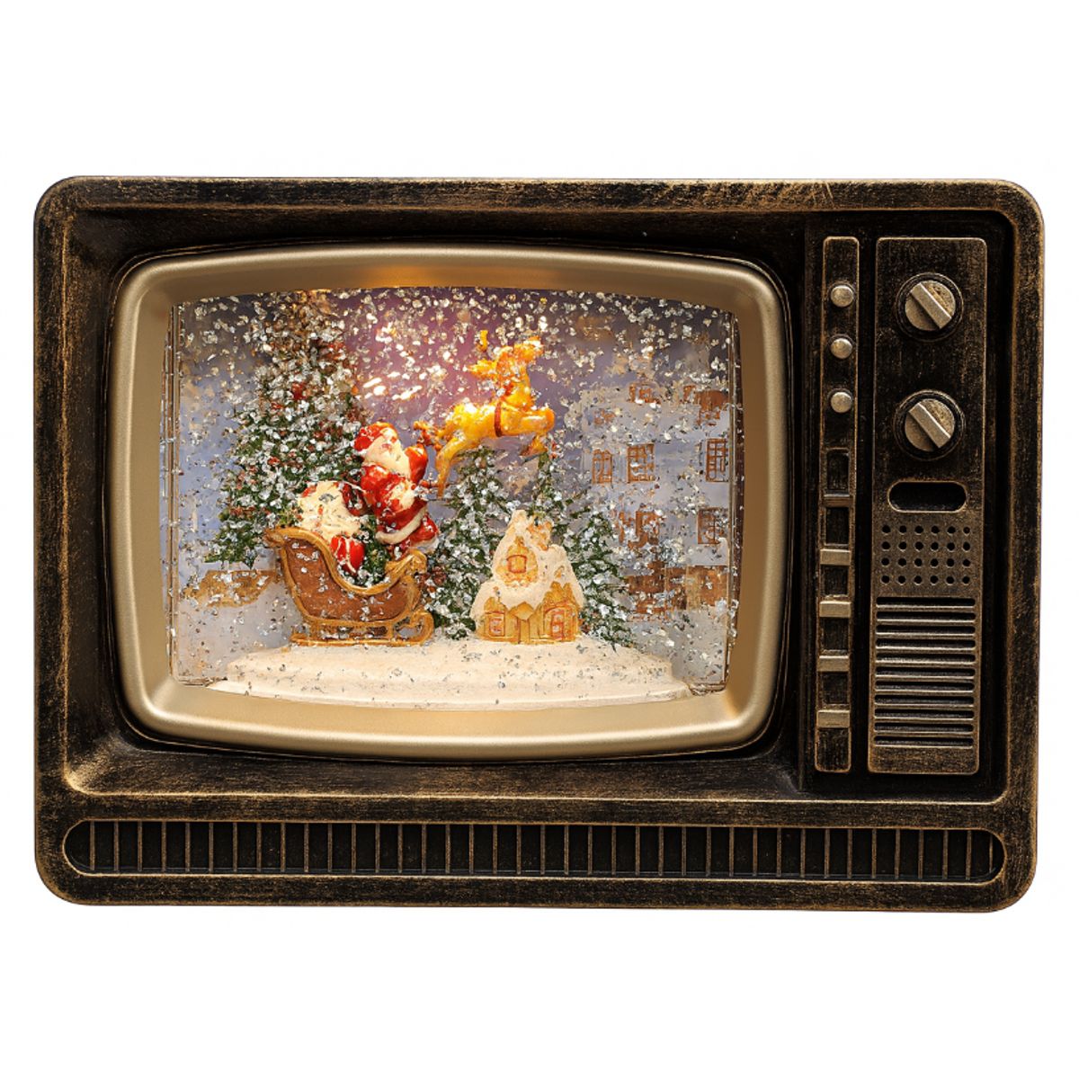 GENERICO - Televisor Navideño Decorativo con Papa Noel y Luz Con Efecto Nieve, Adorno Navideño Elegante 42