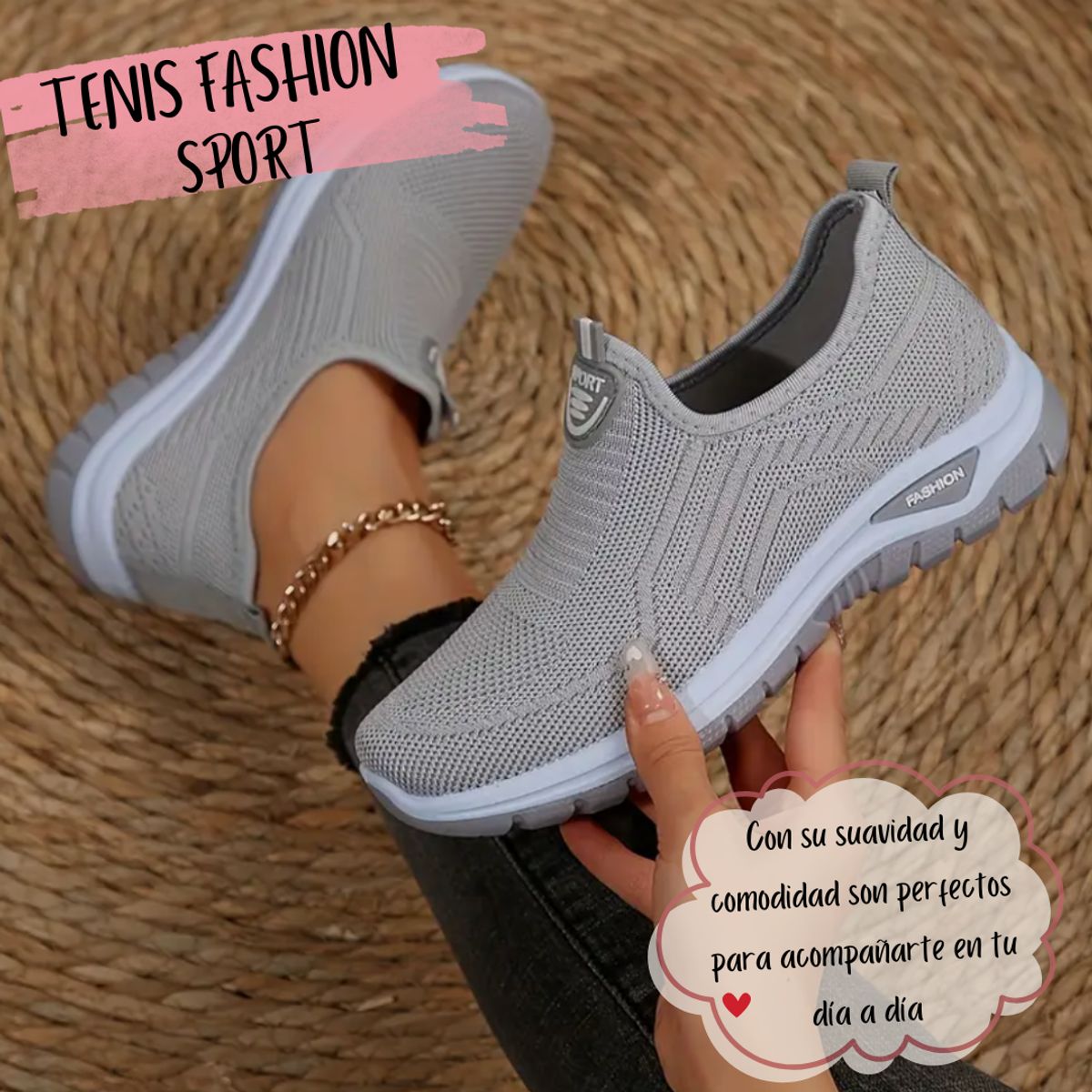 SPORT - Tenis Mujer Livianos Suaves Sin Cordones Fashion Sport