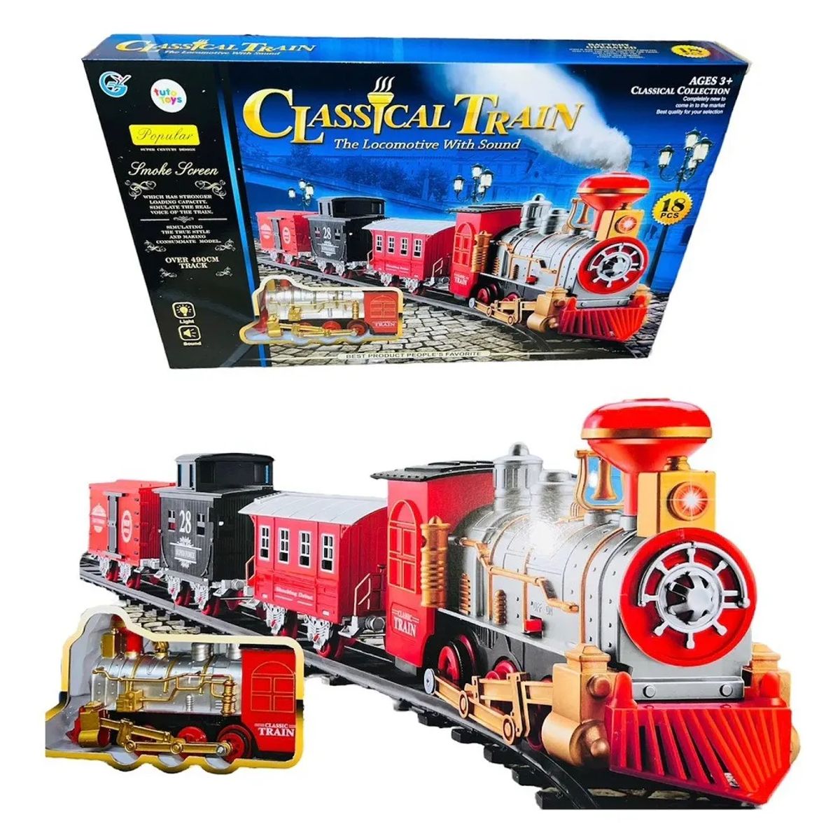 GENERICO - Tren de Juguete Navideño 25 Piezas con Rieles 7.4 Metros y 5 Vagones