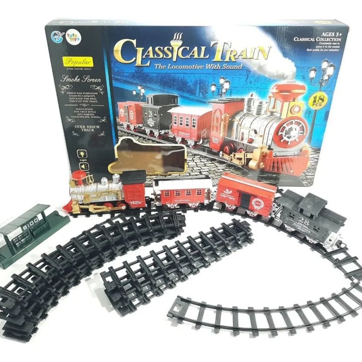 GENERICO - Tren de Juguete Navideño 25 Piezas con Rieles 7.4 Metros y 5 Vagones