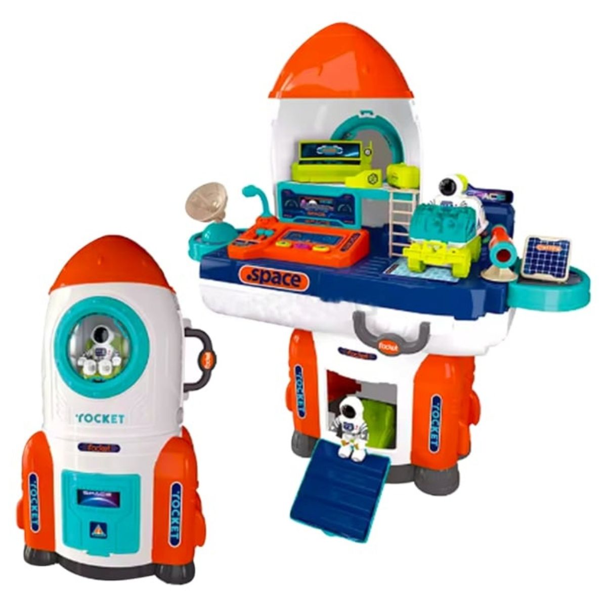 GENERICO - Cohete Espacial 2 En 1 Con Astronautas y Vehículo Explorador – Juguete Educativo Para Niños