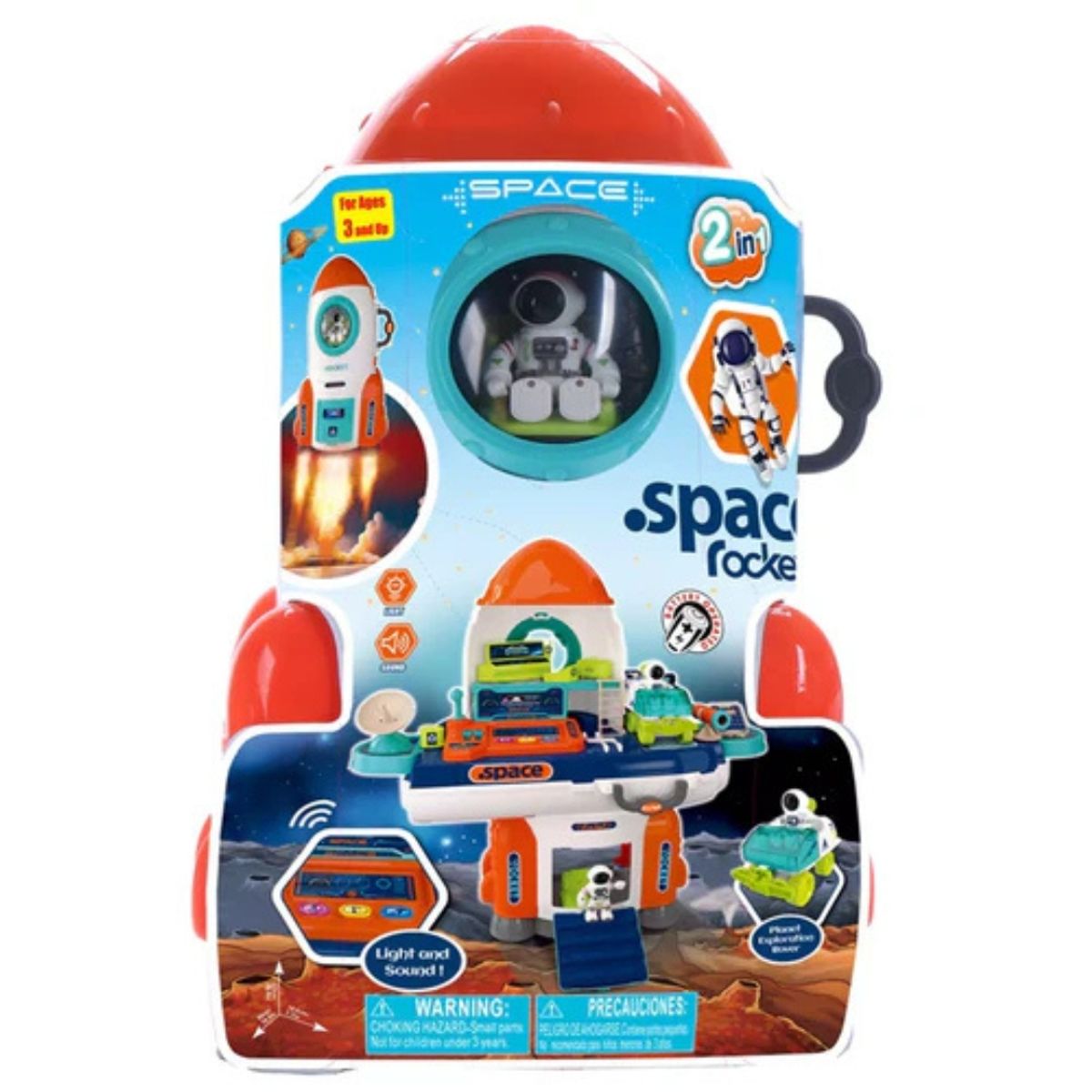 GENERICO - Cohete Espacial 2 En 1 Con Astronautas y Vehículo Explorador – Juguete Educativo Para Niños