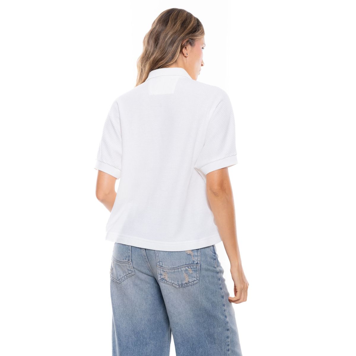 COLOR BLUE - Camiseta Tipo Polo En Tela Galleta