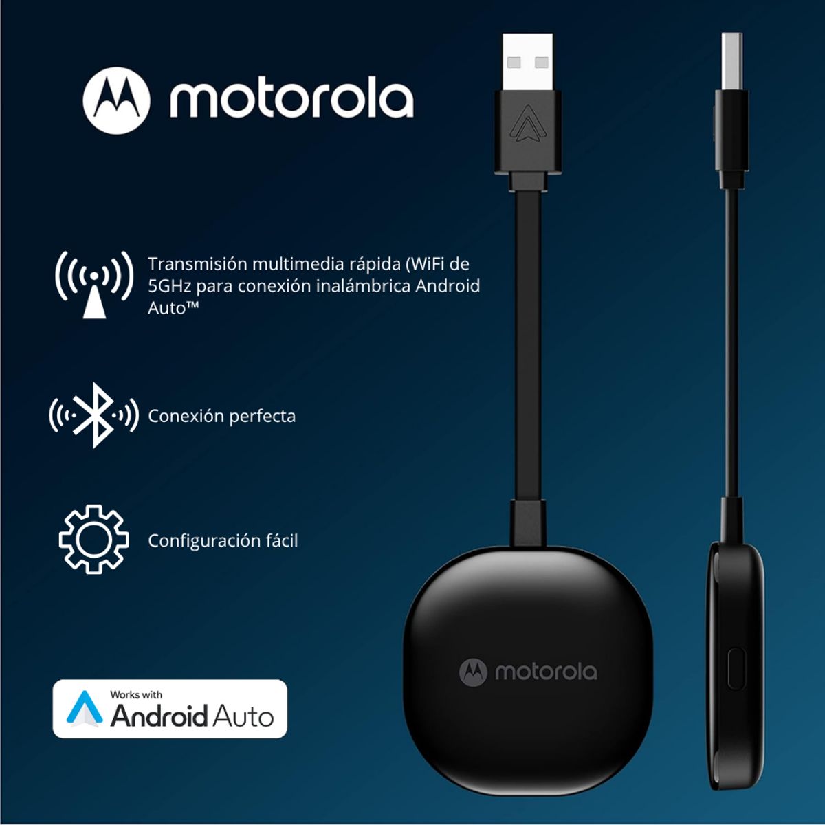 MOTOROLA - Adaptador Android Auto Motorola MA1 Inalámbrico