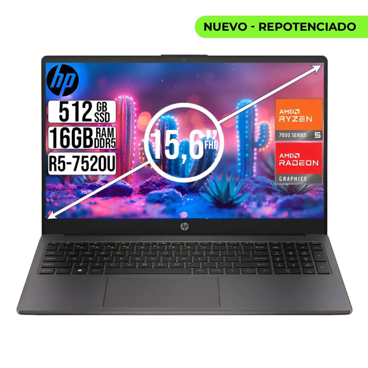 HP - Portátil HP 255 G10 Ryzen 5 - 16GB RAM - 512GB SSD - 15.6"