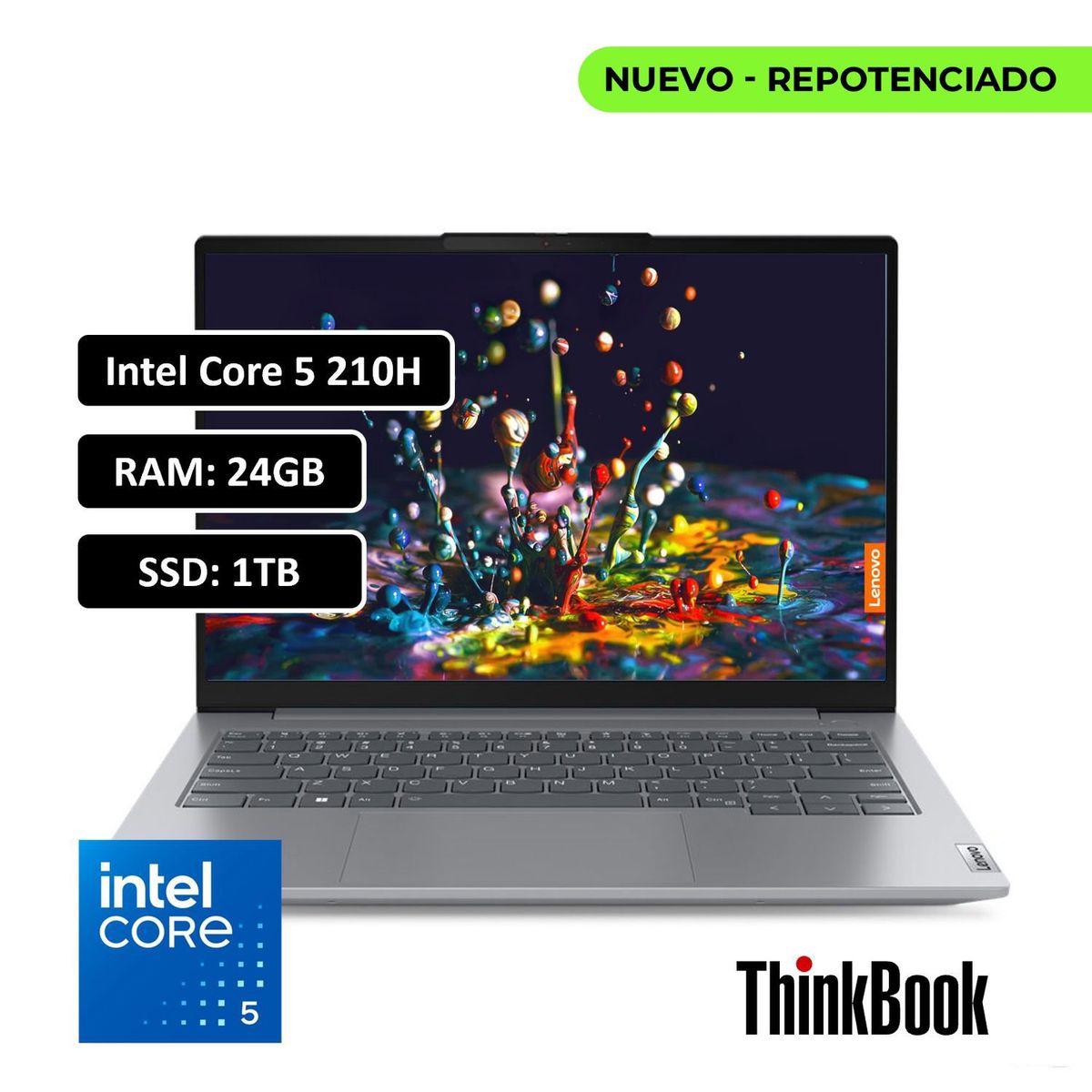 LENOVO - PORTATIL THINKBOOK INTEL CORE 5 210H RAM 24GB DDR5/SSD 1TB M.2/WIN 11 PRO