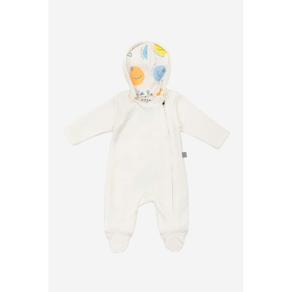 NATO - Talego Colección La Magia de Ser pijama color ivory con capota removible y forro estampado de caritas en interior