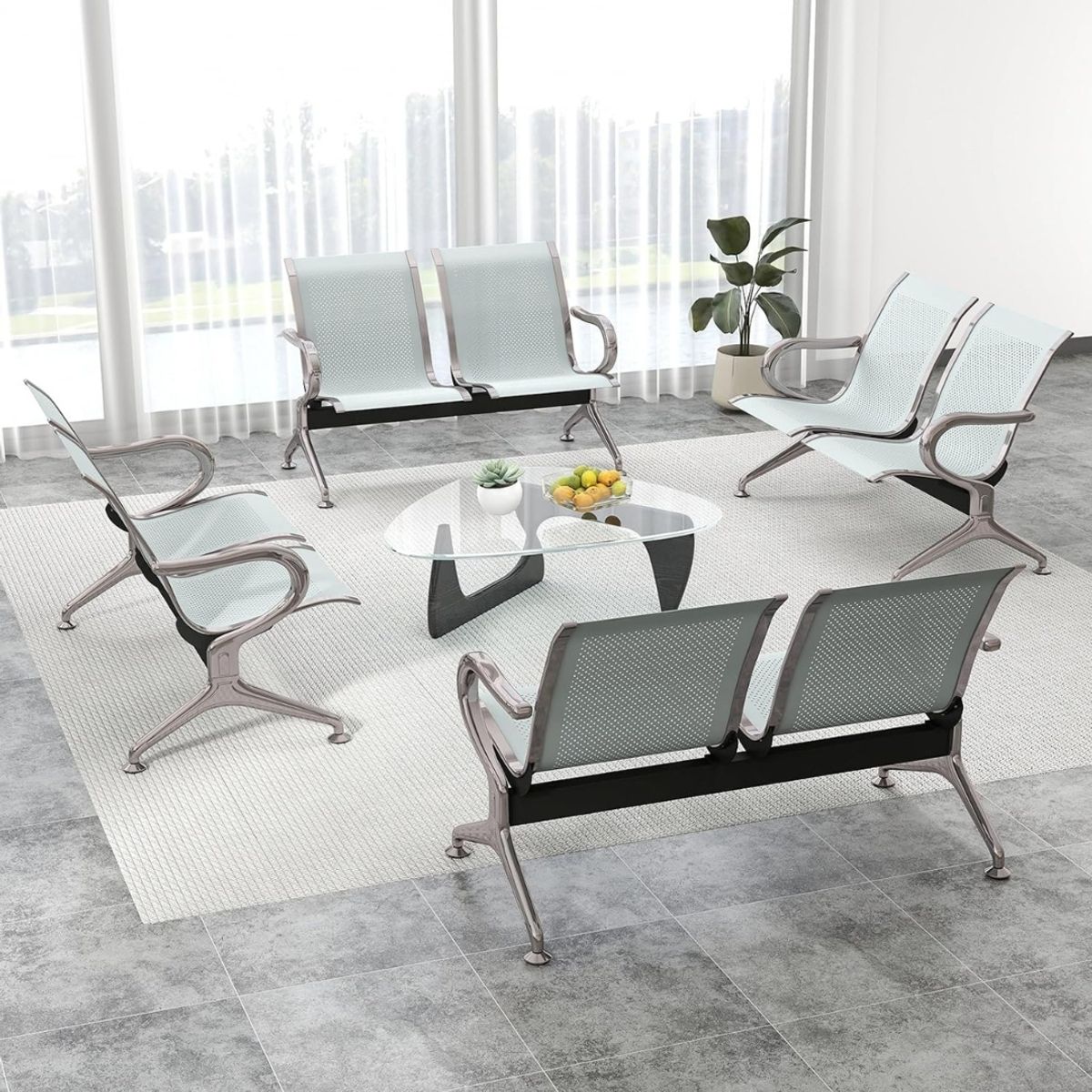 MOBLIHOUSE - Silla Tandem 2 Puestos Espera Alto Trafico Metalica Aaa