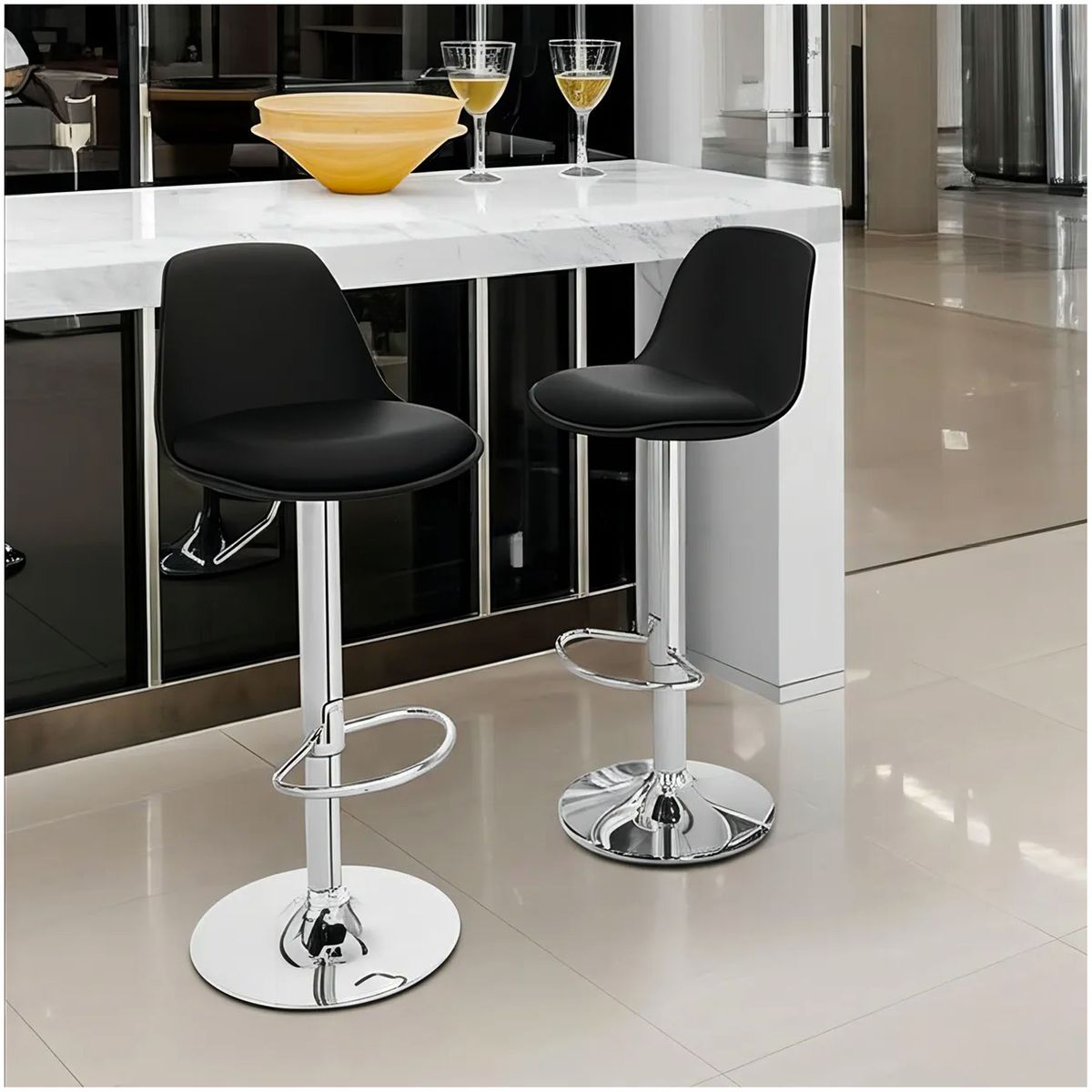 ONE PIXEL - Combo Sillas De Bar Alta Con Espaldar Altura Regulable Con Reposapies Moderna y Elegante 2UND