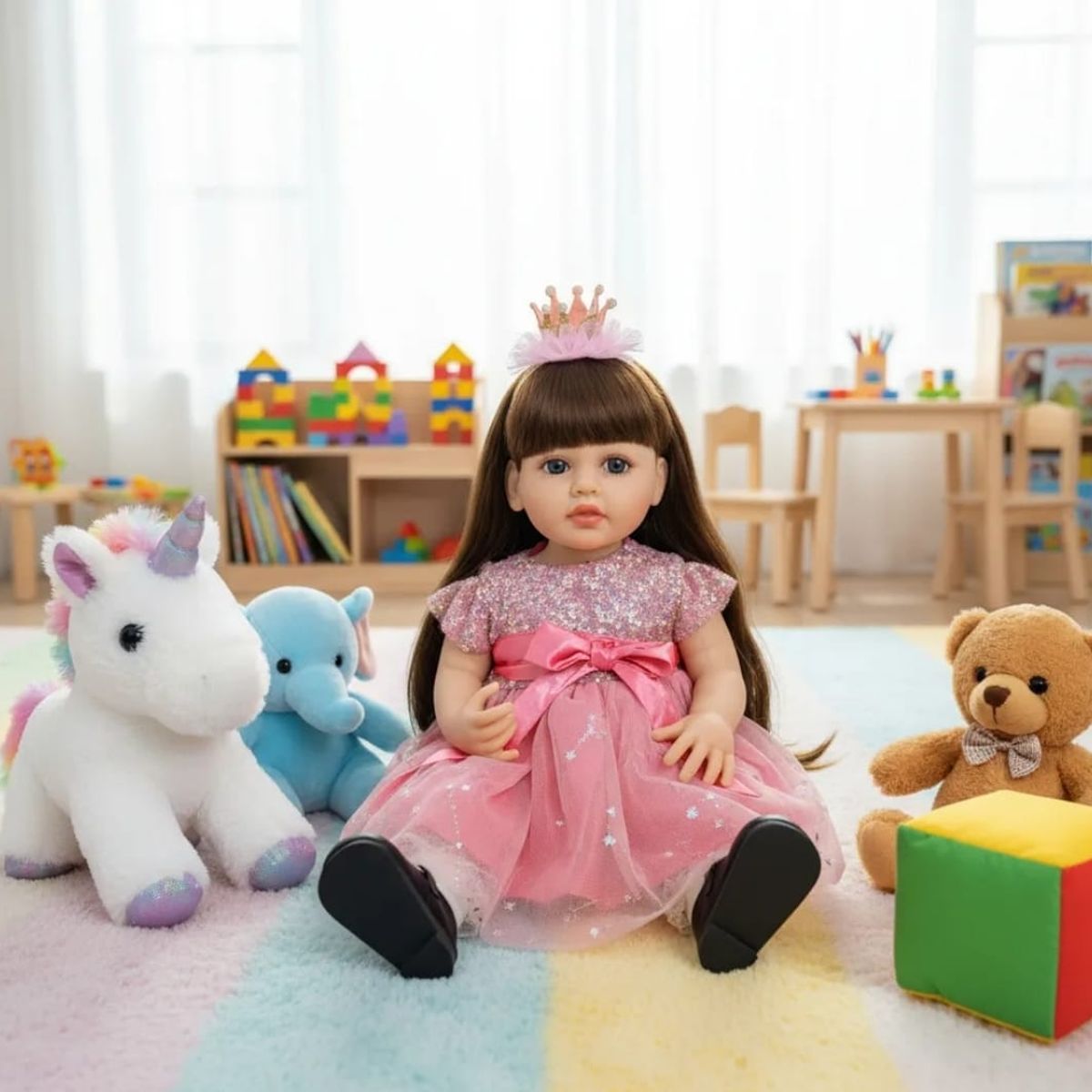 GENERICO - Muñeca Reborn Cabello Oscuro Realista Con Sonido Mide 55cm