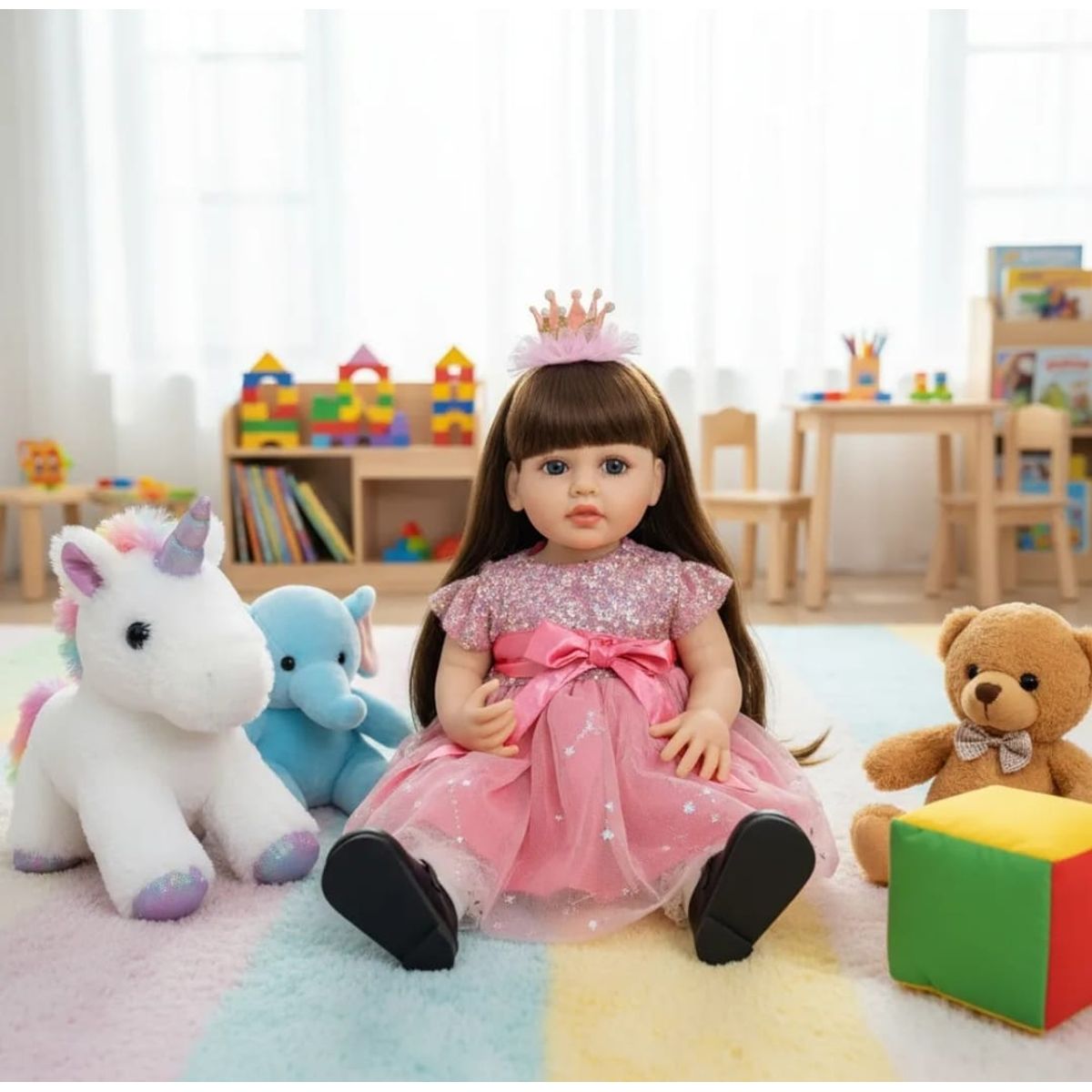 GENERICO - Muñeca Reborn Cabello Oscuro Realista Con Sonido Mide 55cm