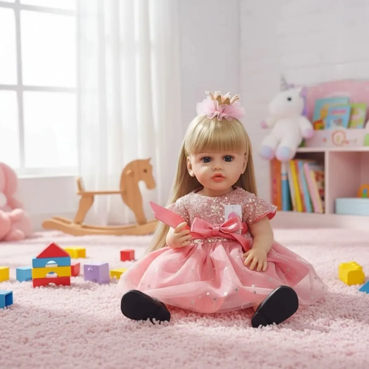 GENERICO - Muñeca Reborn Cabello Claro Realista con Sonido Mide 55 cm