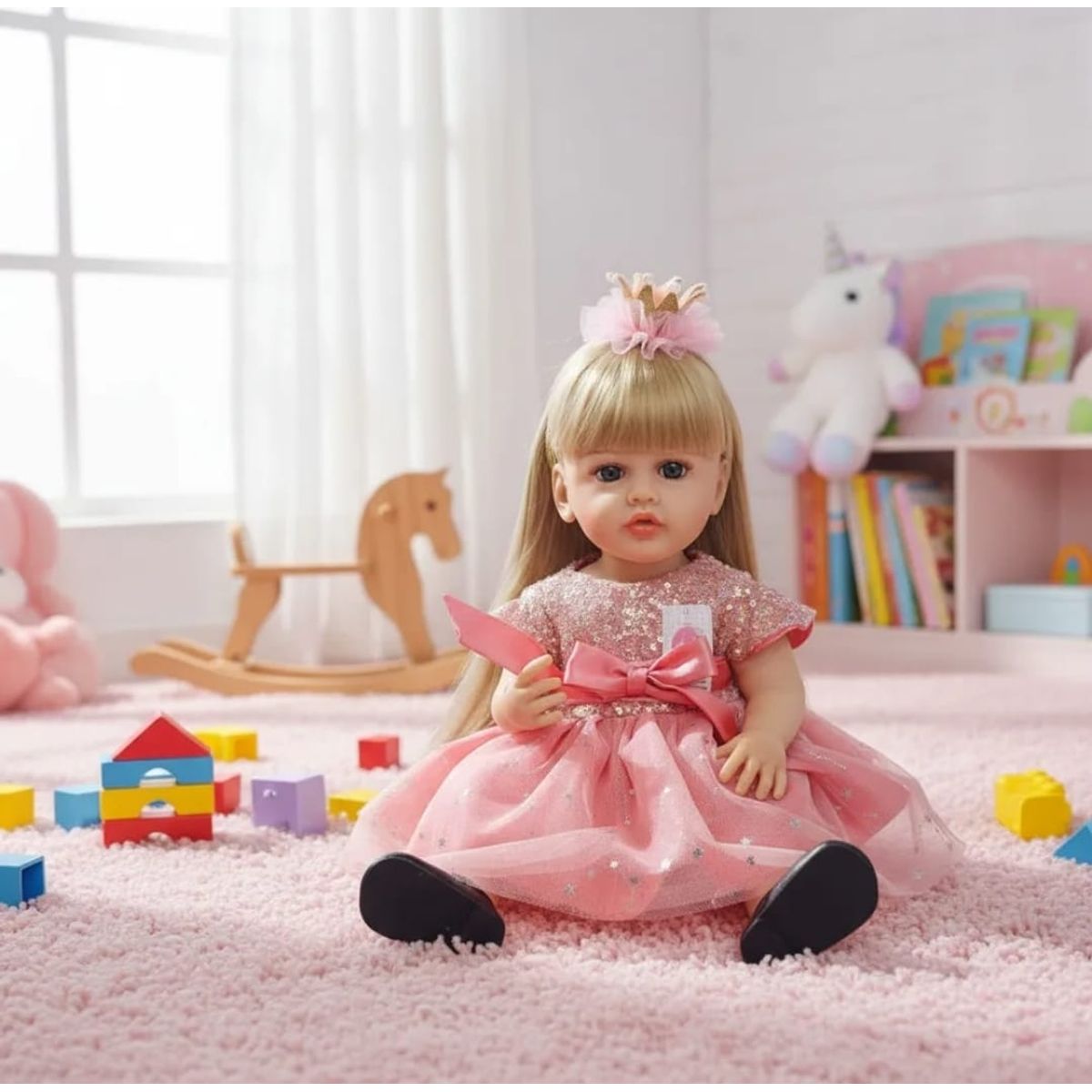 GENERICO - Muñeca Reborn Cabello Claro Realista con Sonido Mide 55 cm