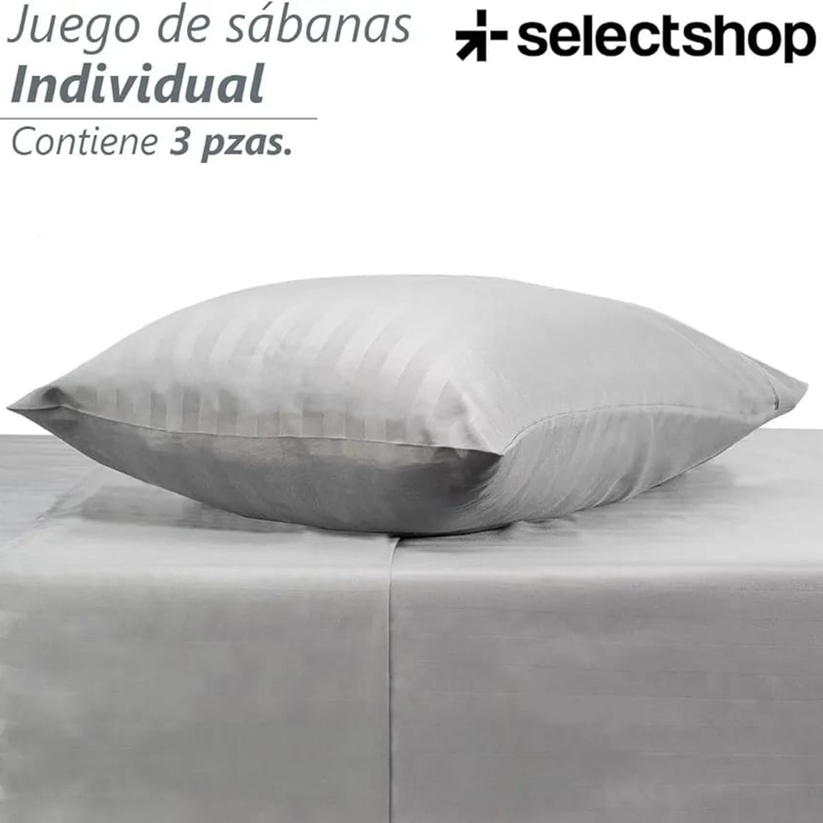 GENERICO - Juego de Sábanas Unicolor Color Gris Claro