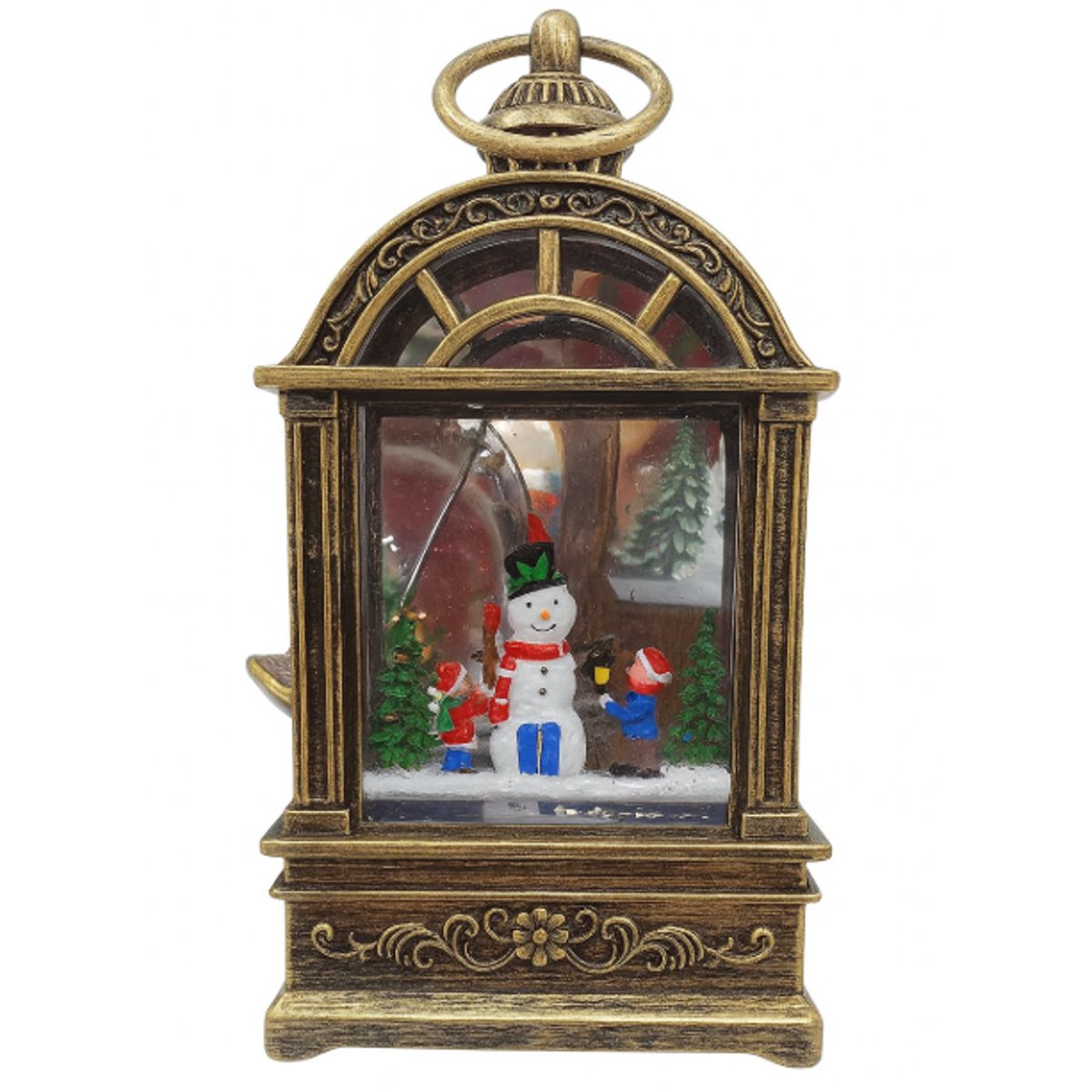 GENERICO - Farol Navideño Decorativo con Muñeco de Nieve y Luz Con Efecto Nieve, Adorno Navideño Elegante 18