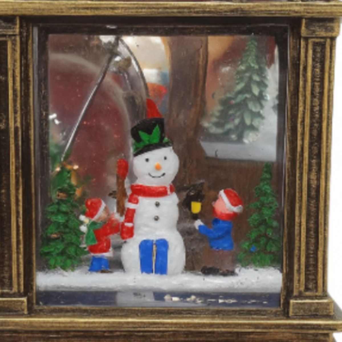 GENERICO - Farol Navideño Decorativo con Muñeco de Nieve y Luz Con Efecto Nieve, Adorno Navideño Elegante 18