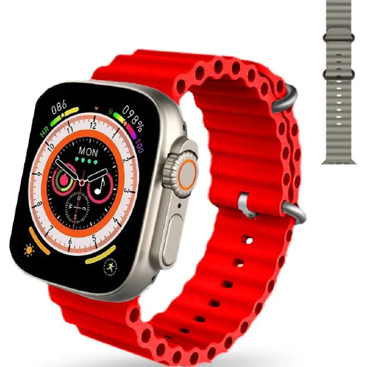 MOBULA - Smartwatch Mobulaa H8 Ultra Pantalla Hd Bluetooth 5.0 Ip67 Rojo