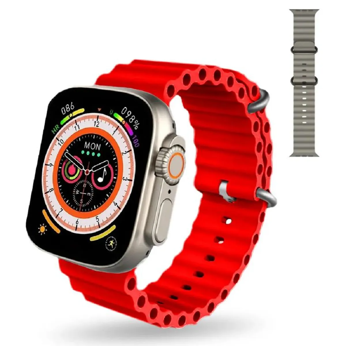 MOBULA - Smartwatch Mobulaa H8 Ultra Pantalla Hd Bluetooth 5.0 Ip67 Rojo