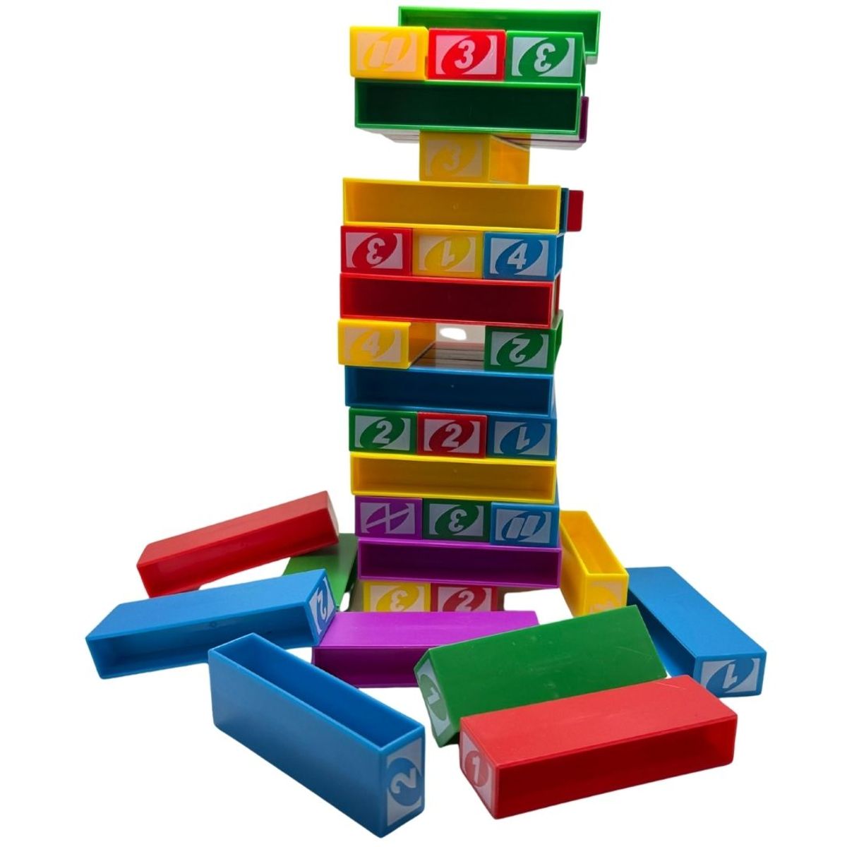 MAZUGI - Jenga de colores UNO Tipo Jenga Juego de Mesa Niños Plástico