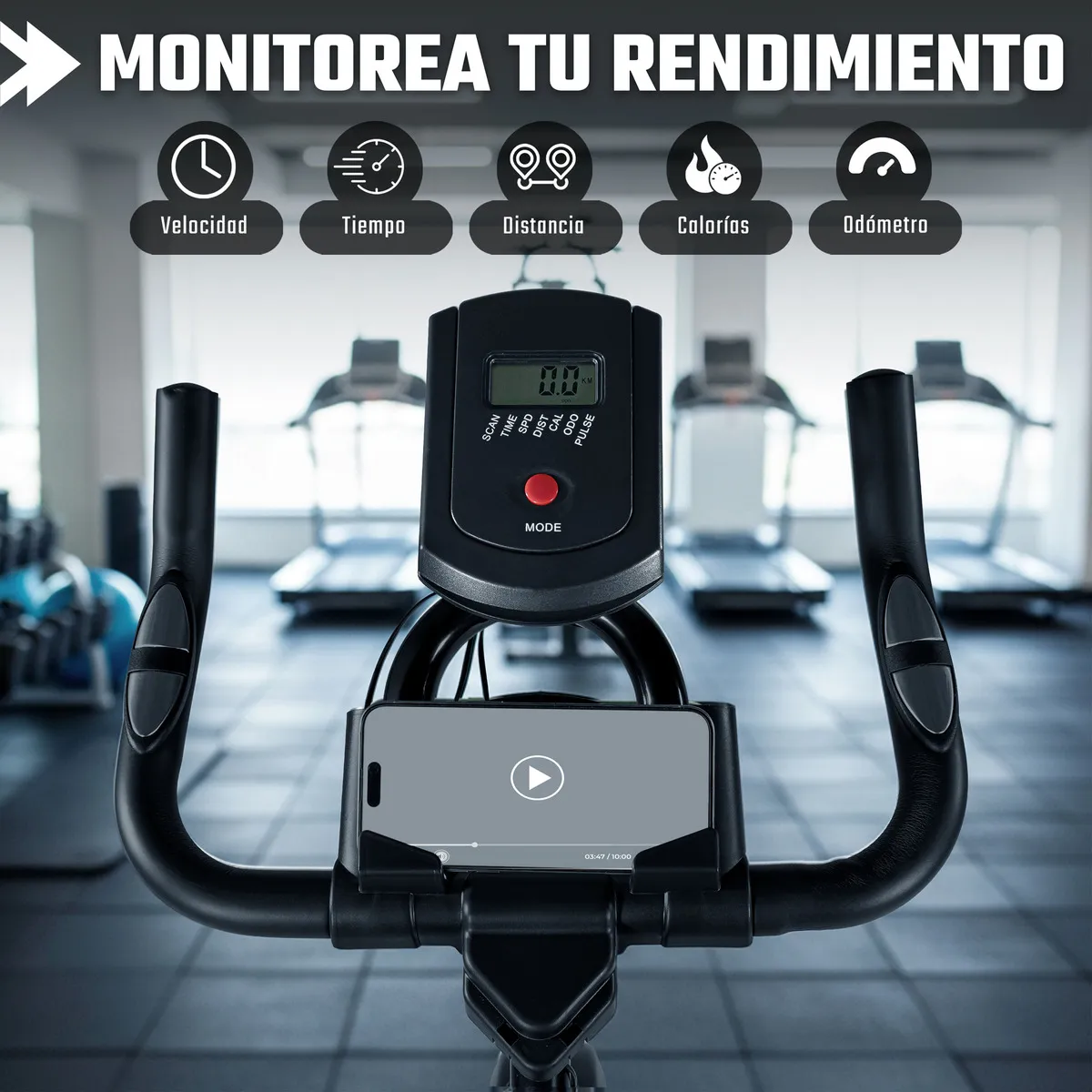 CENTURFIT - Bicicleta Spinning Estática Uso Rudo Negro