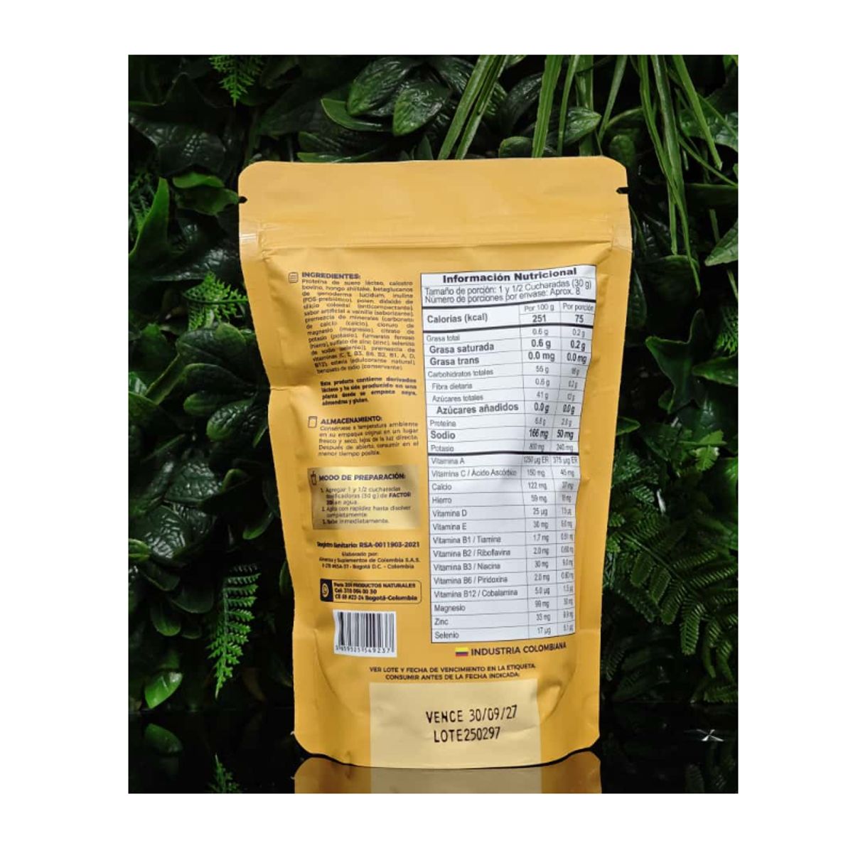 NATURAL FRESHLY - ALIMENTO EN POLVO CON CALOSTRO BOVINO X 250G FACTOR DE TRANSFERENCIA