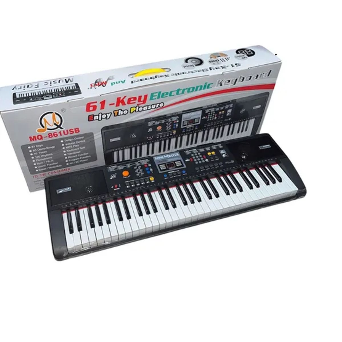 GENERICO - Organeta Piano Electrónica Infantil MQ-861 con Micrófono y 61 Teclas