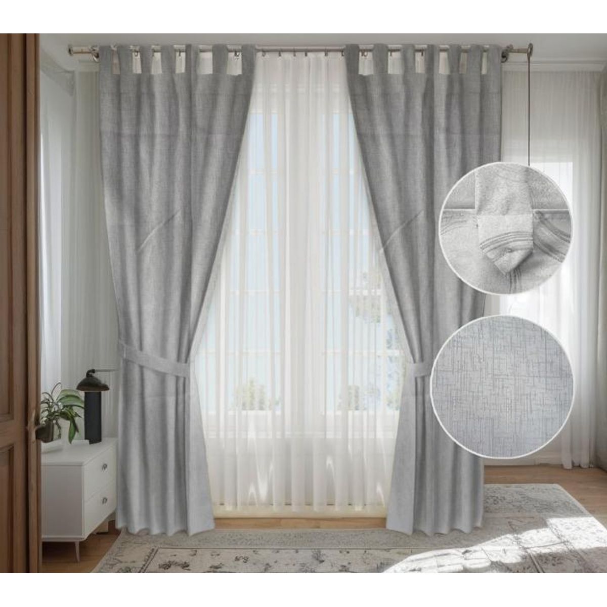 GENERICO - Juego de Cortinas Lisas Color Gris Claro