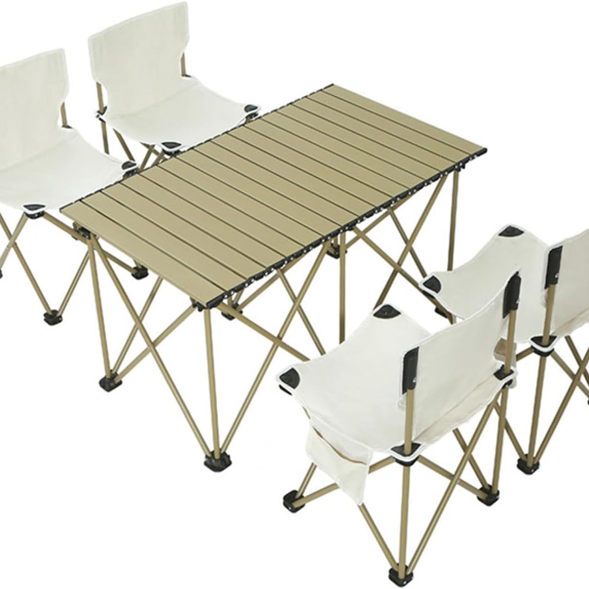 TECNOHOGAR JS - Mesa Plegable Camping Picnic Jardin 4 Sillas Bancos Kit 5pcs