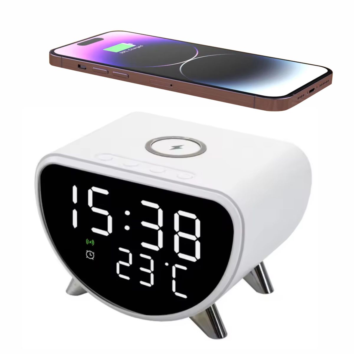 TECNOHOGAR JS - Reloj Despertador Con Pantalla Digital Carga Inalámbrica Y23