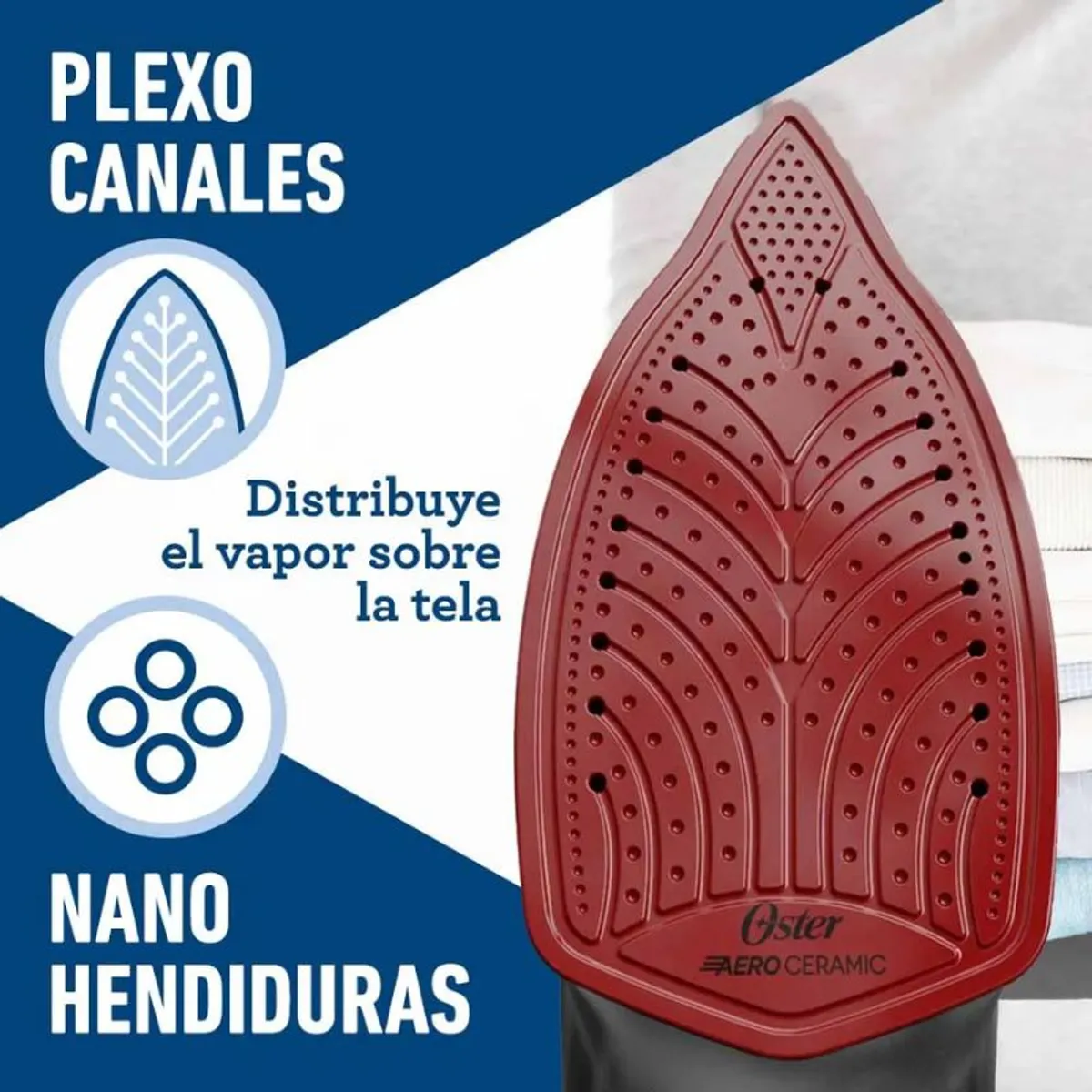 OSTER - Plancha de Vapor Oster®,  Aerocerámica, con Vapor Vertical, Negra