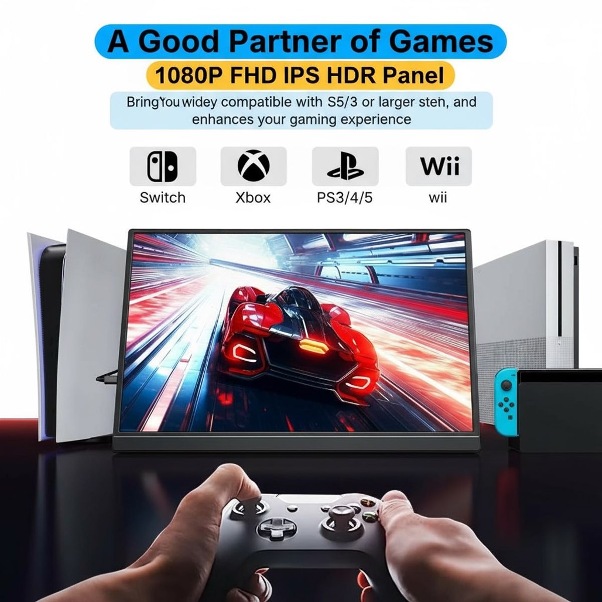 GENERICO - Monitor Portátil De 156pulgadas 1080p Ultra Slim Wgk Negro