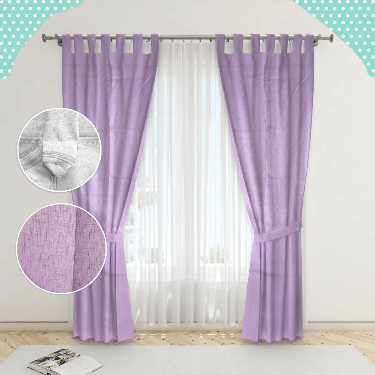 GENERICO - Juego de Cortinas Lisas Color Violeta