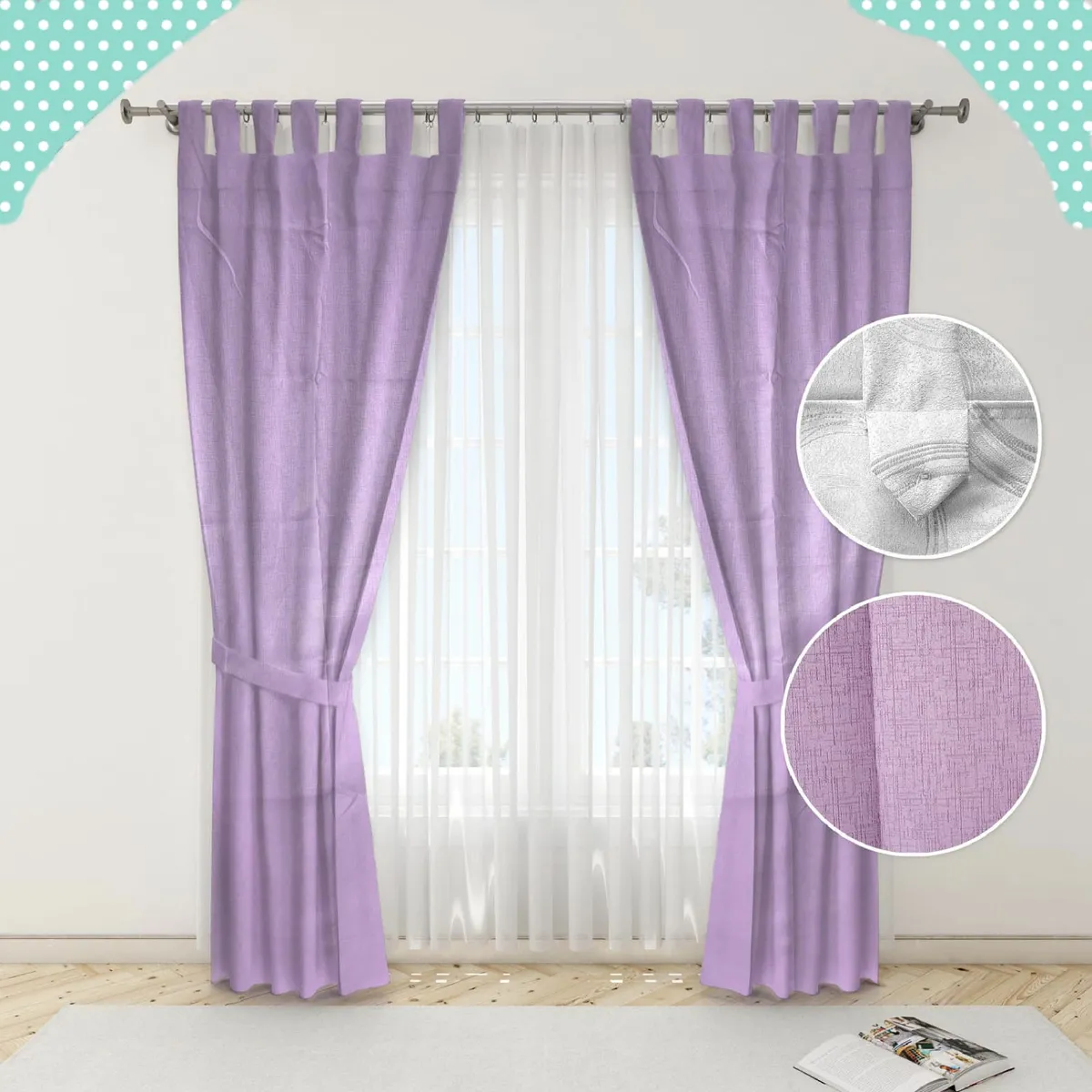 GENERICO - Juego de Cortinas Lisas Color Violeta