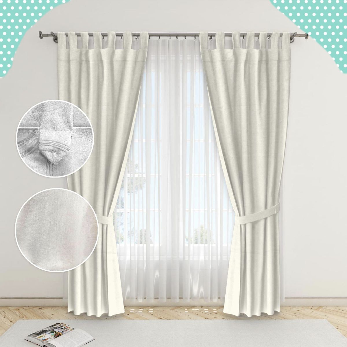 GENERICO - Juego de Cortinas Lisas Color Beige Claro