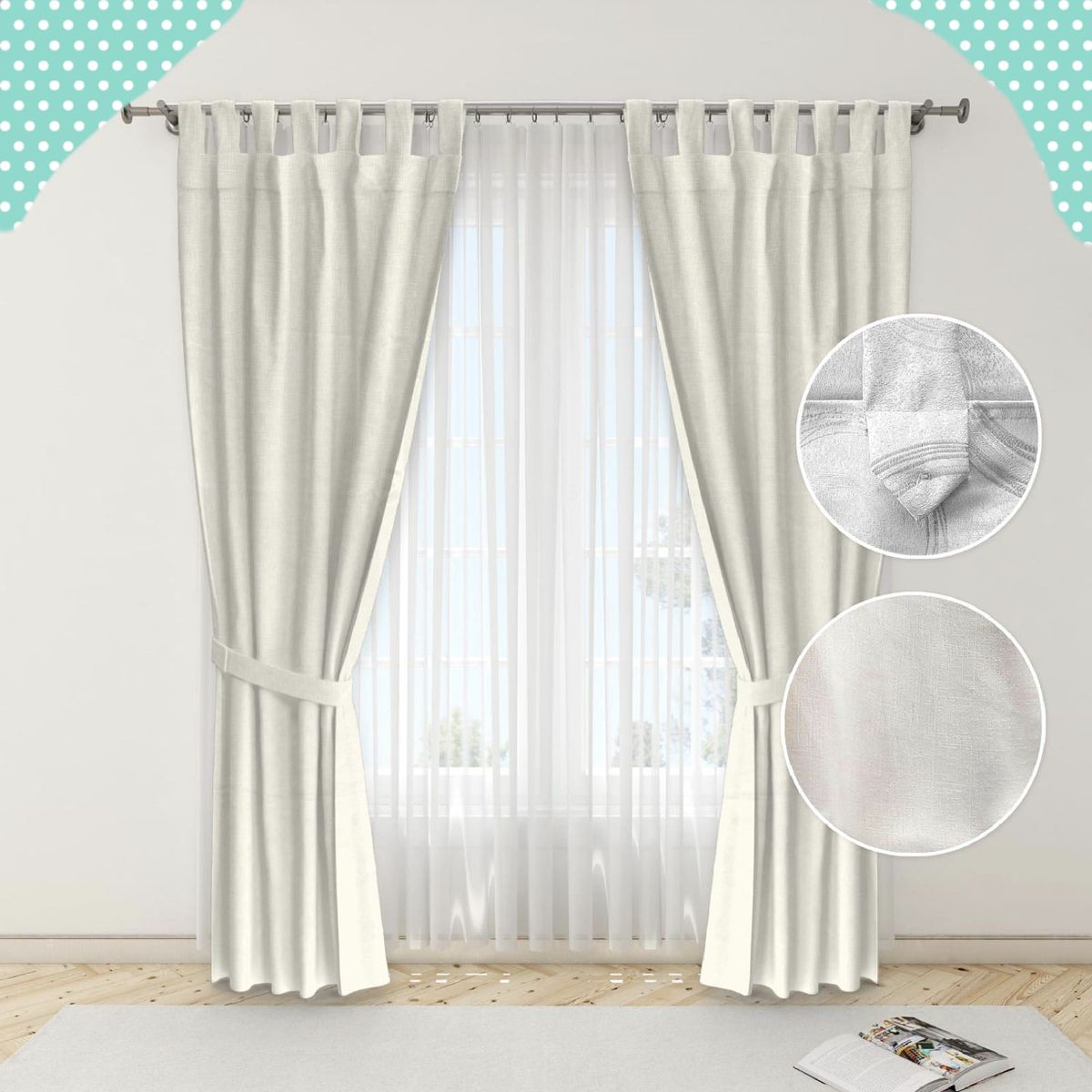 GENERICO - Juego de Cortinas Lisas Color Beige Claro