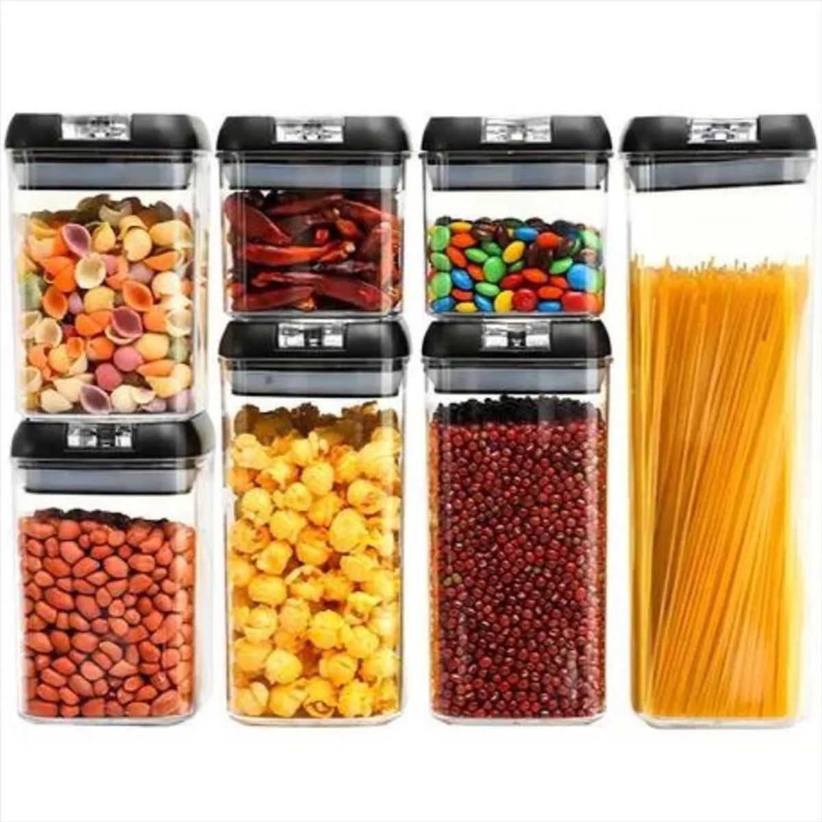 AMERICAN GENERICS - Set de Contenedores para Granos x7 Unidades con Tapa Hermética