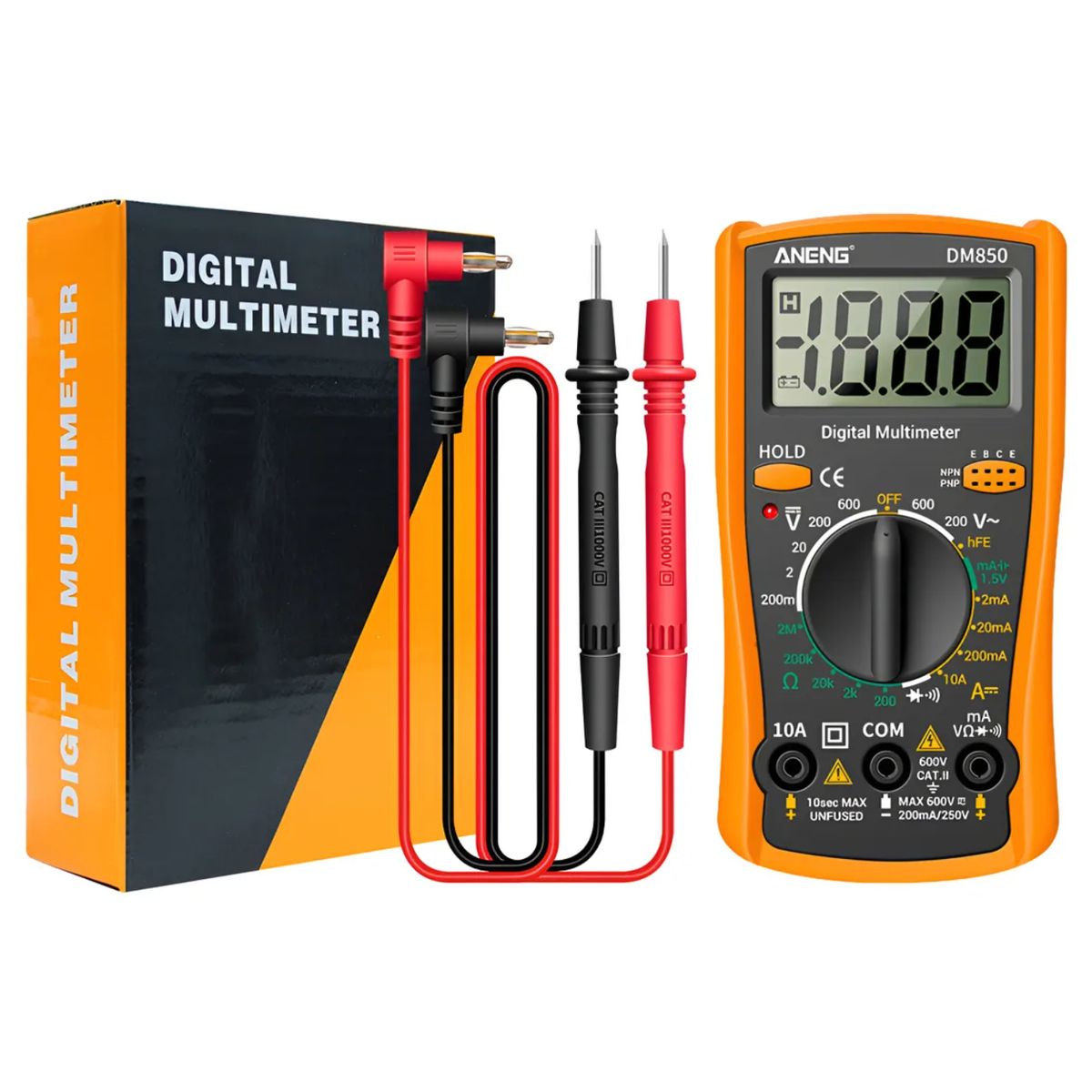 GENERICO - Multímetro Digital Portatil Aneng Dm850 Amarillo