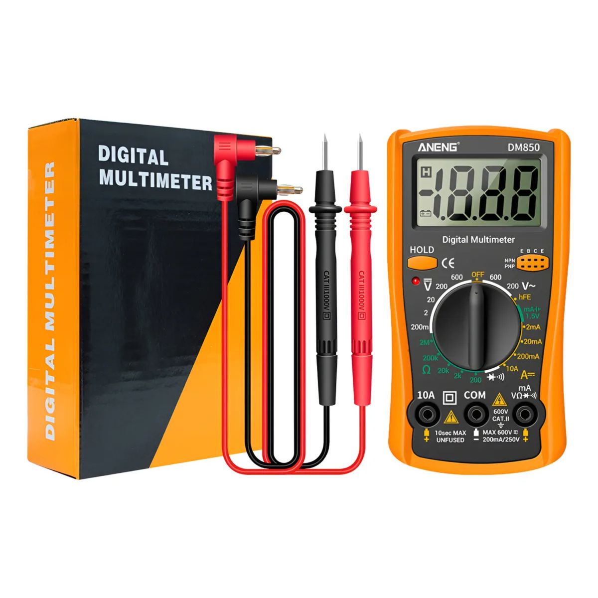 GENERICO - Multímetro Digital Portatil Aneng Dm850 Amarillo
