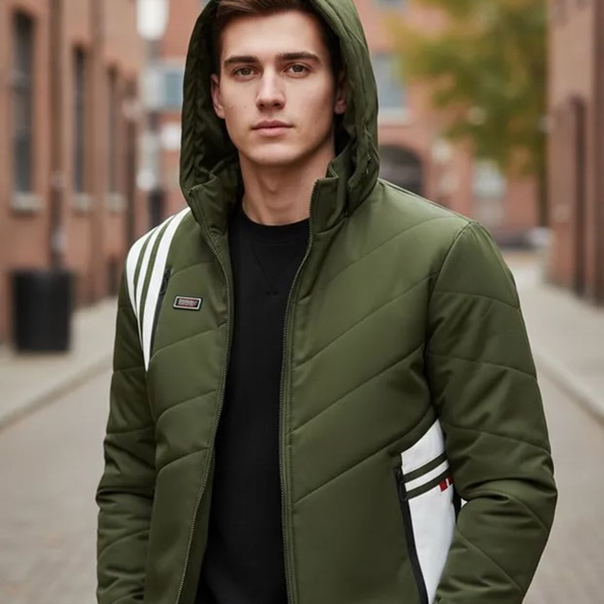 MODA EN CIRCUITO - Chaqueta Impermeable Para Hombre con capota removible